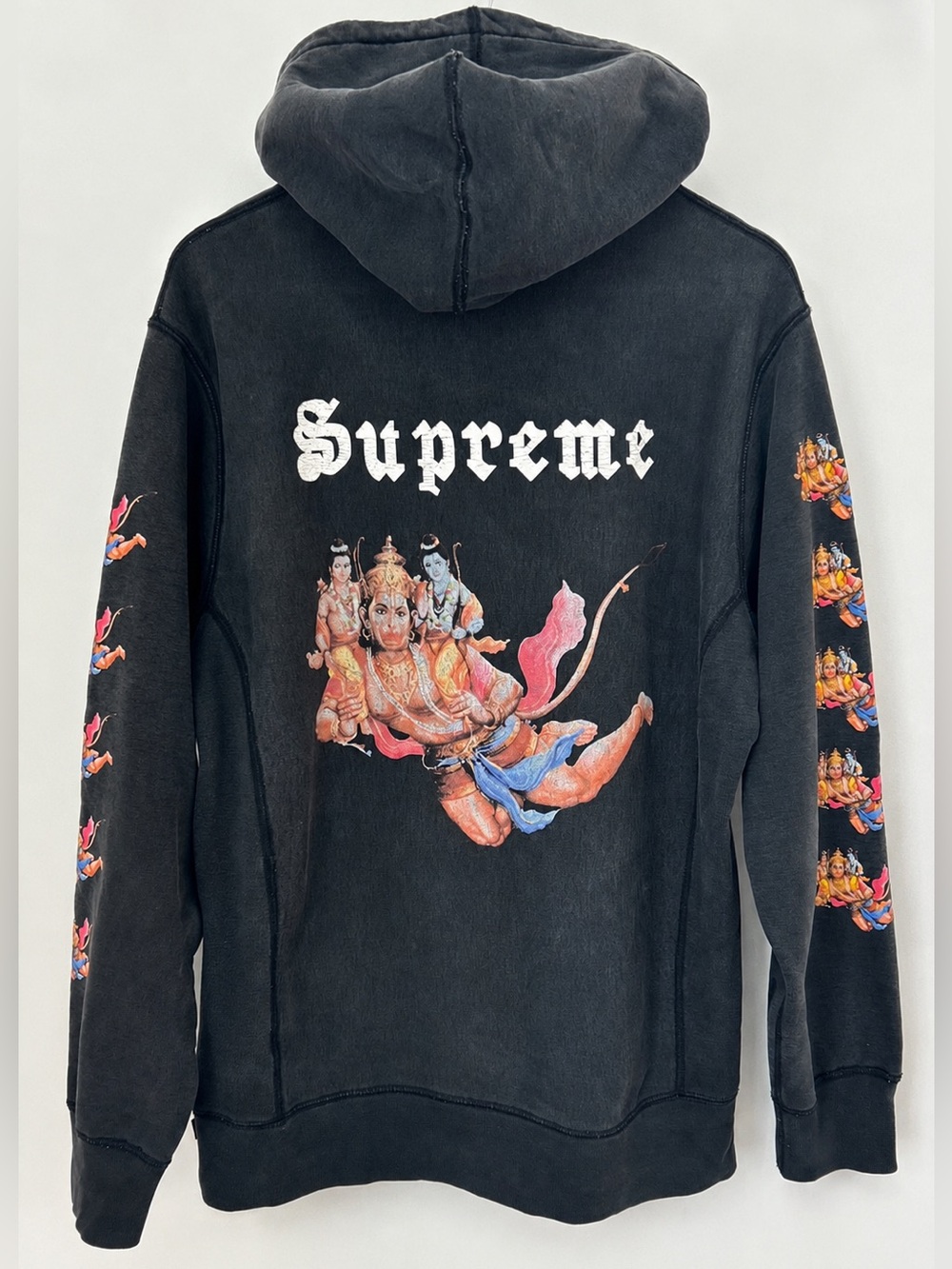 Rare Supreme Hanu Hooded Sweatshirt Black FW13 Size Large Made in Canada 23x30